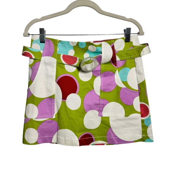 Notice Dresses & Skirts - Notice Retro Polka Dot Mini Skirt Green Pink Belted Mod 5012PB Women 6 70s Y2K